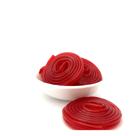 Strawberry Liquorice Wheels 100g