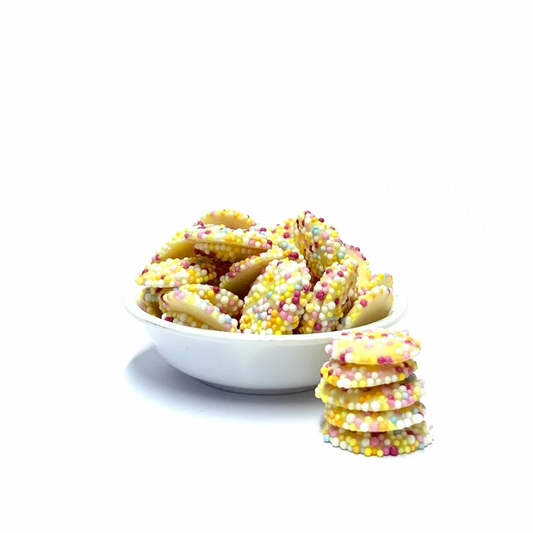 Sprinkle Dusted White Chocolate Jazzies 100g